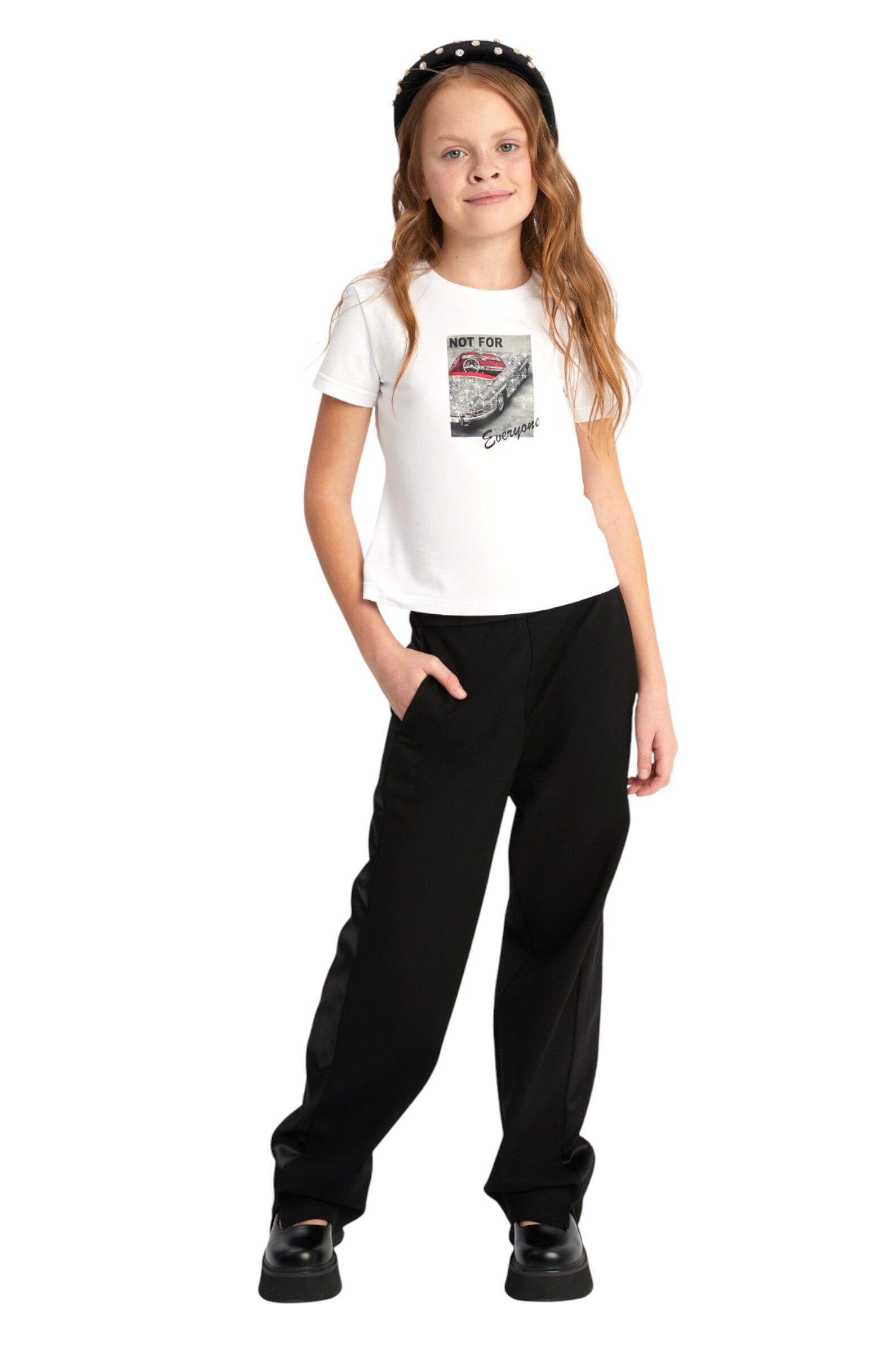 Брюки дев. АРТ.252235,чер,вис-нейл-эл