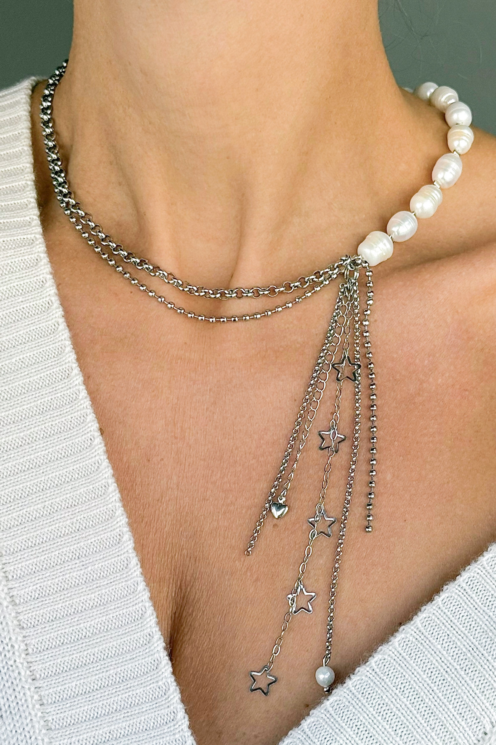 Колье АРТ.J.276,сереб-бел