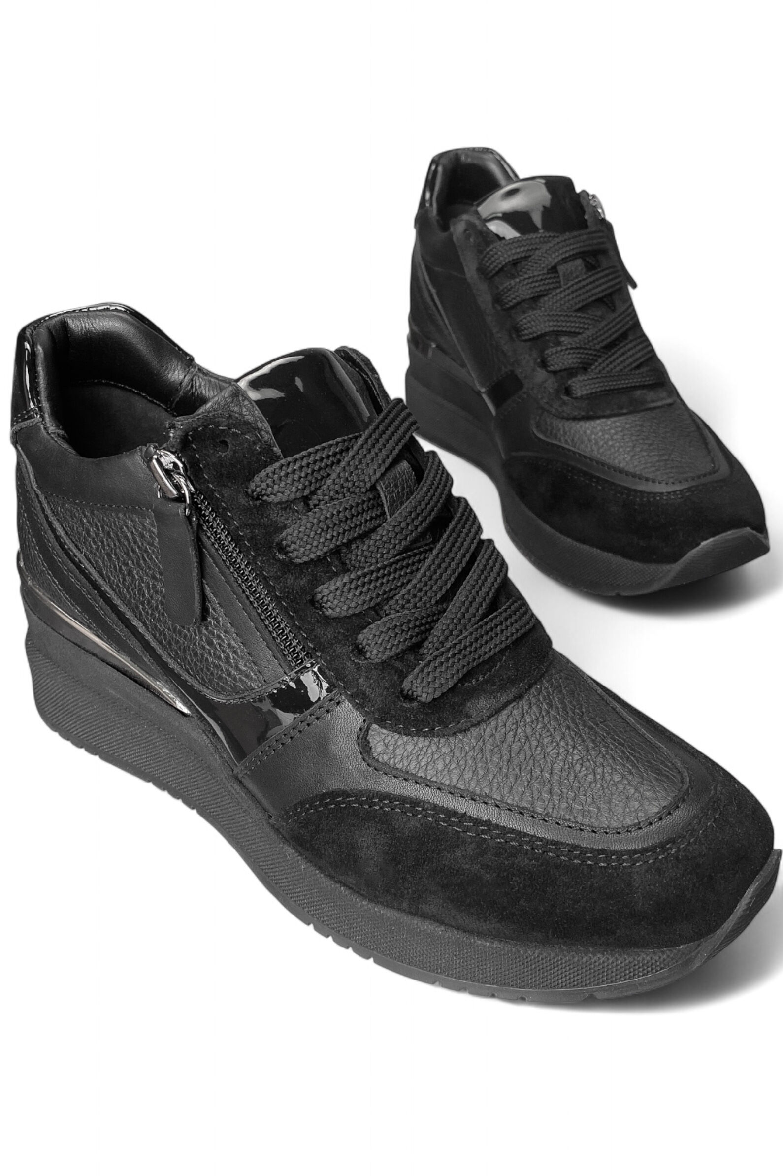 Кроссовки жен. АРТ.25KA-505,чер,н.к-з/лак/н.к